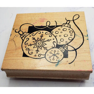 Three Classic Christmas Ornaments Great Impressions Wood Mounted Rubber Stamp